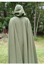 Cloakmakers.com 5703-Washable Green Wool Cloak w/ Green Velveteen Hood Lining & Multi-Leaf Clasp