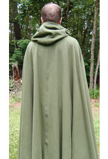 Cloakmakers.com 5703-Washable Green Wool Cloak w/ Green Velveteen Hood Lining & Multi-Leaf Clasp