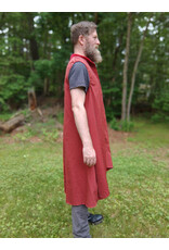 Cloakmakers.com J893-Washable Red & Grey Striped Vest w/ Red Faux Suede Trim & Pockets