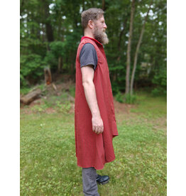Cloakmakers.com J893-Washable Red & Grey Striped Vest w/ Red Faux Suede Trim & Pockets
