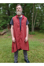 Cloakmakers.com J893-Washable Red & Grey Striped Vest w/ Red Faux Suede Trim & Pockets