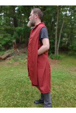 Cloakmakers.com J893-Washable Red & Grey Striped Vest w/ Red Faux Suede Trim & Pockets