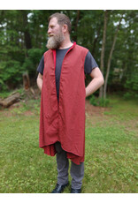 Cloakmakers.com J893-Washable Red & Grey Striped Vest w/ Red Faux Suede Trim & Pockets