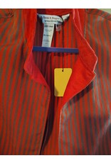 Cloakmakers.com J893-Washable Red & Grey Striped Vest w/ Red Faux Suede Trim & Pockets