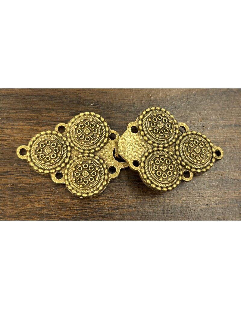 Cloakmakers.com Triple Medallion Pewter Clasp - Brass Plated