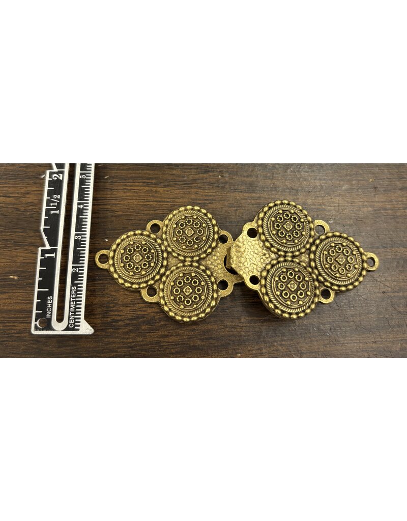 Cloakmakers.com Triple Medallion Pewter Clasp - Brass Plated