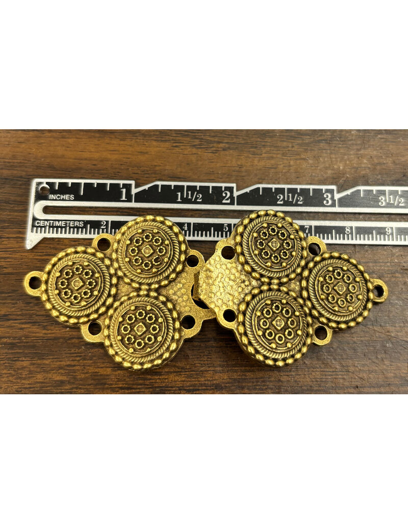 Cloakmakers.com Triple Medallion Pewter Clasp - Brass Plated