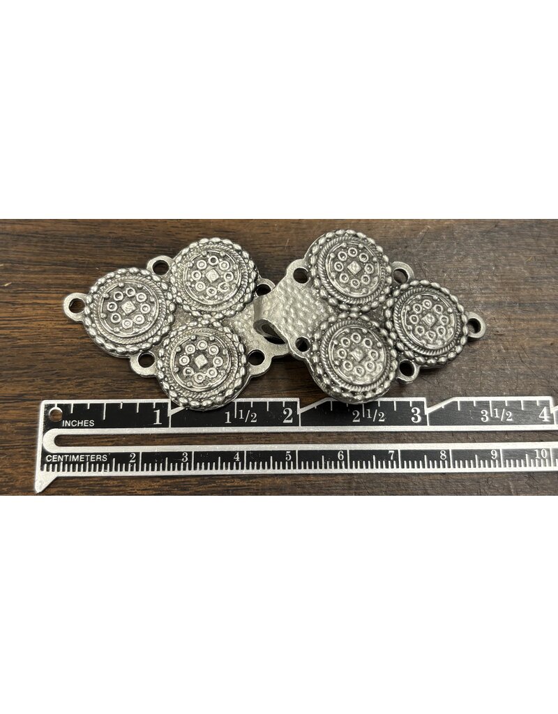 Cloakmakers.com Triple Medallion Cloak Clasp - Pewter Base