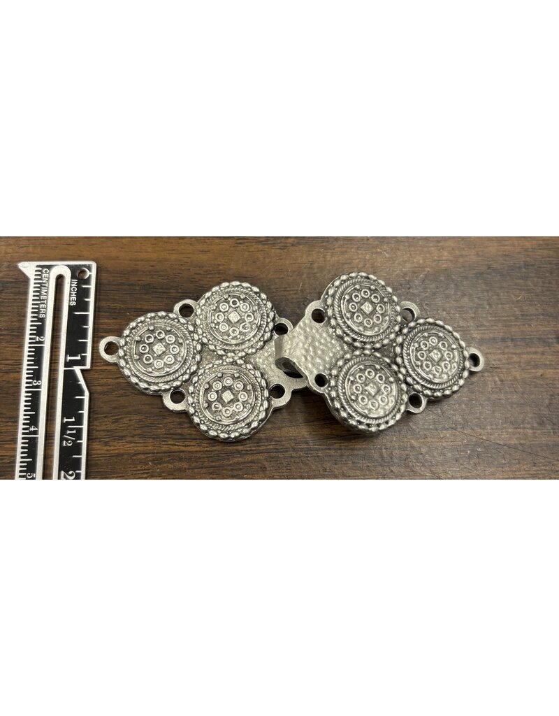 Cloakmakers.com Triple Medallion Cloak Clasp - Pewter Base
