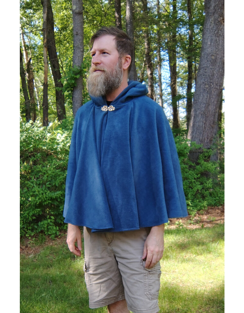 Cloakmakers.com 5706-Washable Blue Fleece Cloak w/ Bronze Tone Clasp