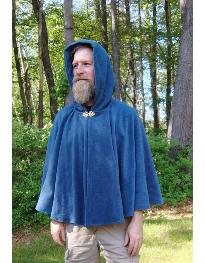 Cloakmakers.com 5706-Washable Blue Fleece Cloak w/ Bronze Tone Clasp