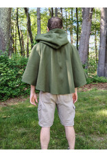 Cloakmakers.com 5707-Washable Green Wool Cloak w/ Brown Leaf Hood Lining & Gold Clasp