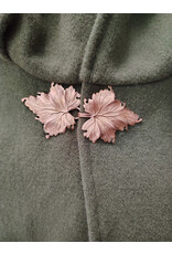 Cloakmakers.com 5707-Washable Green Wool Cloak w/ Brown Leaf Hood Lining & Gold Clasp