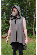Cloakmakers.com J894-Washable Grey Wool Blend Vest w/ Hood & Pockets