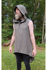 Cloakmakers.com J894-Washable Grey Wool Blend Vest w/ Hood & Pockets