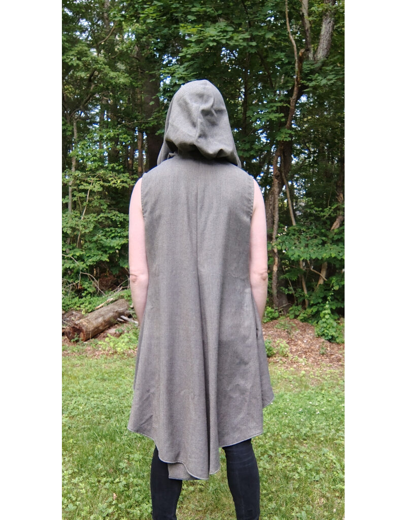 Cloakmakers.com J894-Washable Grey Wool Blend Vest w/ Hood & Pockets