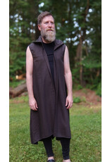 Cloakmakers.com J895-Washable Dark Brown Wool Hooded Vest w/ Pockets