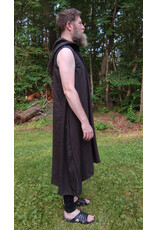 Cloakmakers.com J895-Washable Dark Brown Wool Hooded Vest w/ Pockets