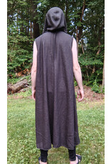 Cloakmakers.com J895-Washable Dark Brown Wool Hooded Vest w/ Pockets