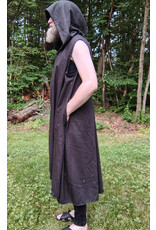 Cloakmakers.com J895-Washable Dark Brown Wool Hooded Vest w/ Pockets