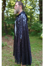 Cloakmakers.com 5710-Washable Black Sheer Polyester Cloak w/ Black Floral Pattern