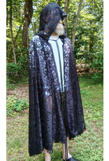 Cloakmakers.com 5710-Washable Black Sheer Polyester Cloak w/ Black Floral Pattern