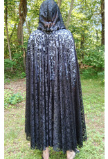 Cloakmakers.com 5710-Washable Black Sheer Polyester Cloak w/ Black Floral Pattern