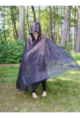Cloakmakers.com 5710-Washable Black Sheer Polyester Cloak w/ Black Floral Pattern