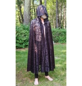 Cloakmakers.com 5710-Washable Black Sheer Polyester Cloak w/ Black Floral Pattern