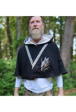 Cloakmakers.com 5711-Washable Black Wool Blend Cloak w/ Owl Embroidery & Owl Buttons