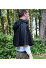 Cloakmakers.com 5711-Washable Black Wool Blend Cloak w/ Owl Embroidery & Owl Buttons