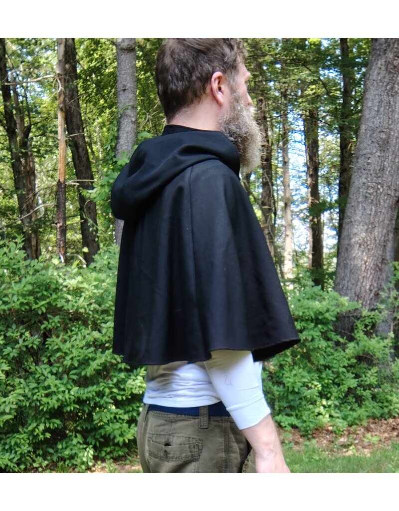 Cloakmakers.com 5711-Washable Black Wool Blend Cloak w/ Owl Embroidery & Owl Buttons