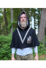 Cloakmakers.com 5711-Washable Black Wool Blend Cloak w/ Owl Embroidery & Owl Buttons