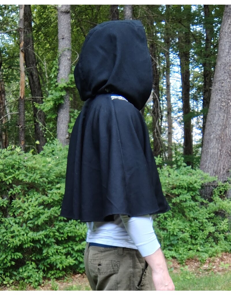 Cloakmakers.com 5711-Washable Black Wool Blend Cloak w/ Owl Embroidery & Owl Buttons