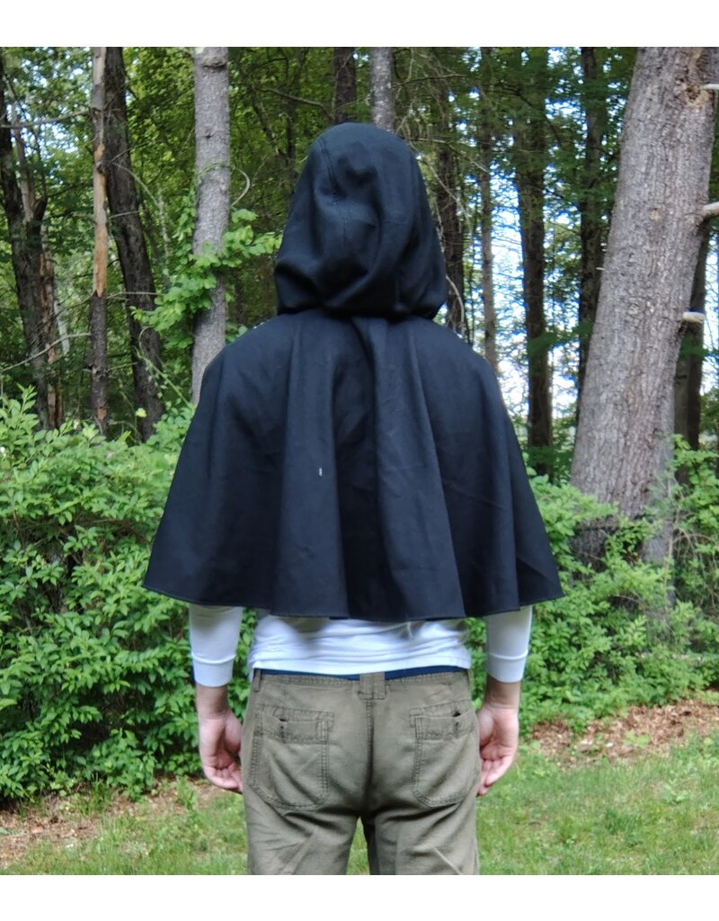 Cloakmakers.com 5711-Washable Black Wool Blend Cloak w/ Owl Embroidery & Owl Buttons