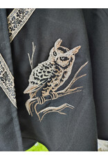 Cloakmakers.com 5711-Washable Black Wool Blend Cloak w/ Owl Embroidery & Owl Buttons