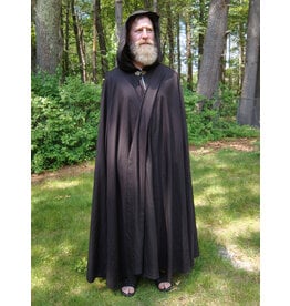 Cloakmakers.com 5712-Washable Dark Brown Wool Cloak w/ Dark Olive Green Hood Lining