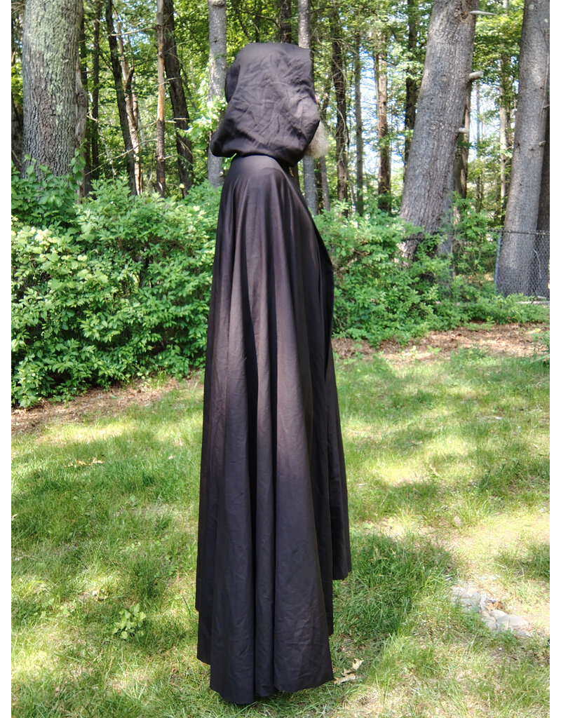 Cloakmakers.com 5712-Washable Dark Brown Wool Cloak w/ Dark Olive Green Hood Lining