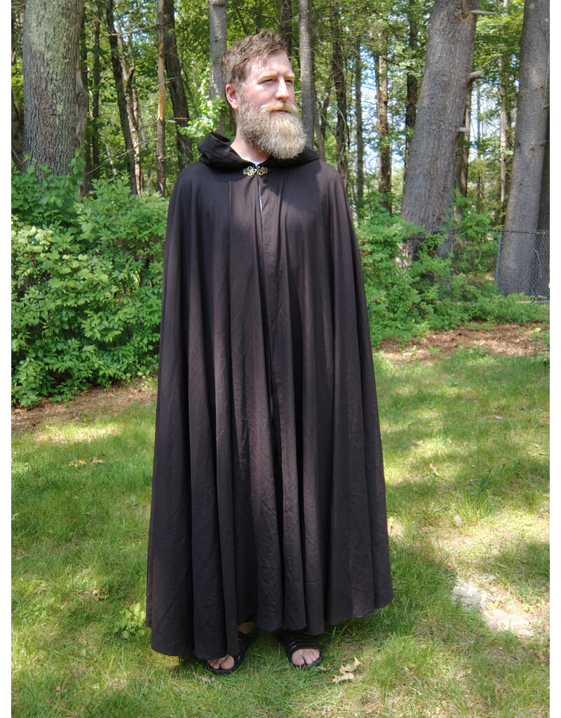 Cloakmakers.com 5712-Washable Dark Brown Wool Cloak w/ Dark Olive Green Hood Lining