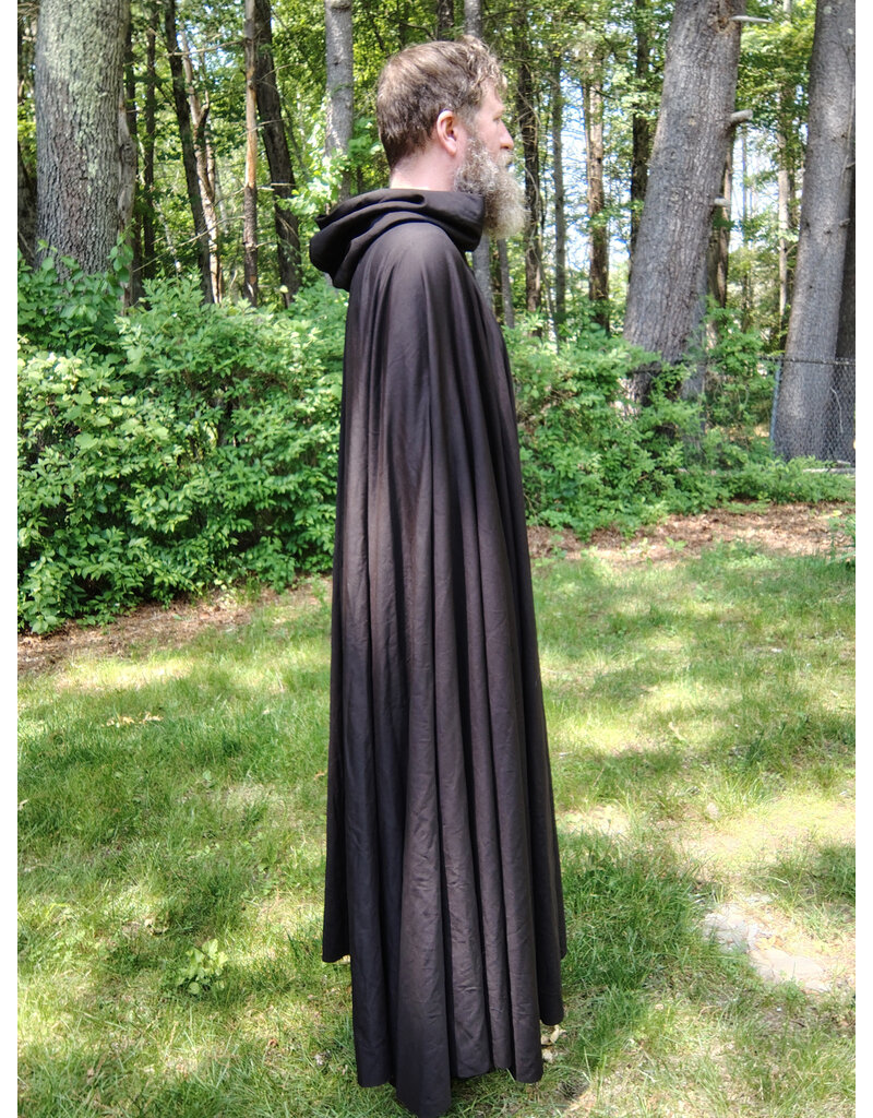 Cloakmakers.com 5712-Washable Dark Brown Wool Cloak w/ Dark Olive Green Hood Lining