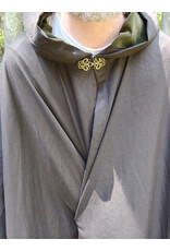 Cloakmakers.com 5712-Washable Dark Brown Wool Cloak w/ Dark Olive Green Hood Lining