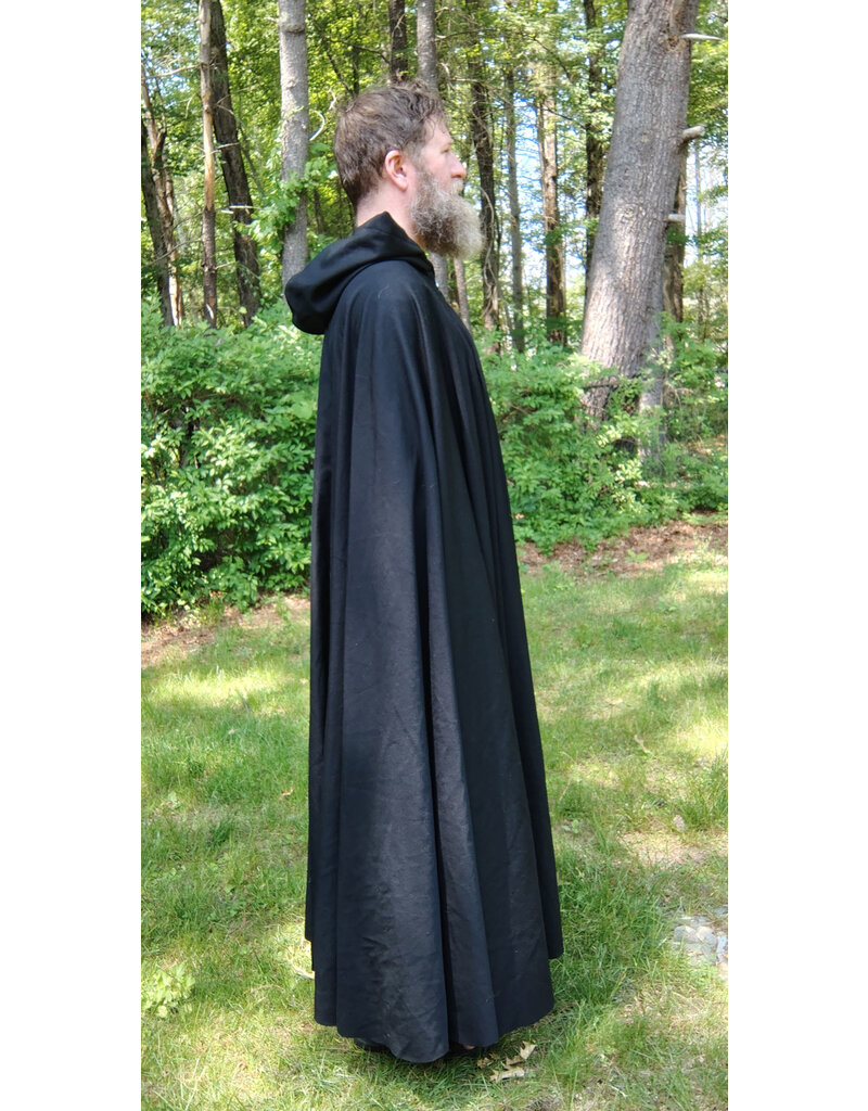 Cloakmakers.com 5714-Washable Black Wool Blend Cloak w/ Gothic Rose Clasp