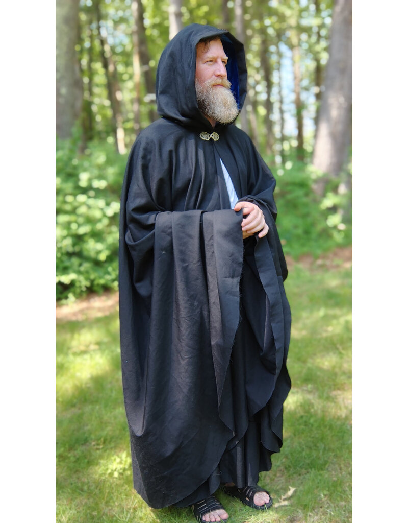 Cloakmakers.com 5714-Washable Black Wool Blend Cloak w/ Gothic Rose Clasp