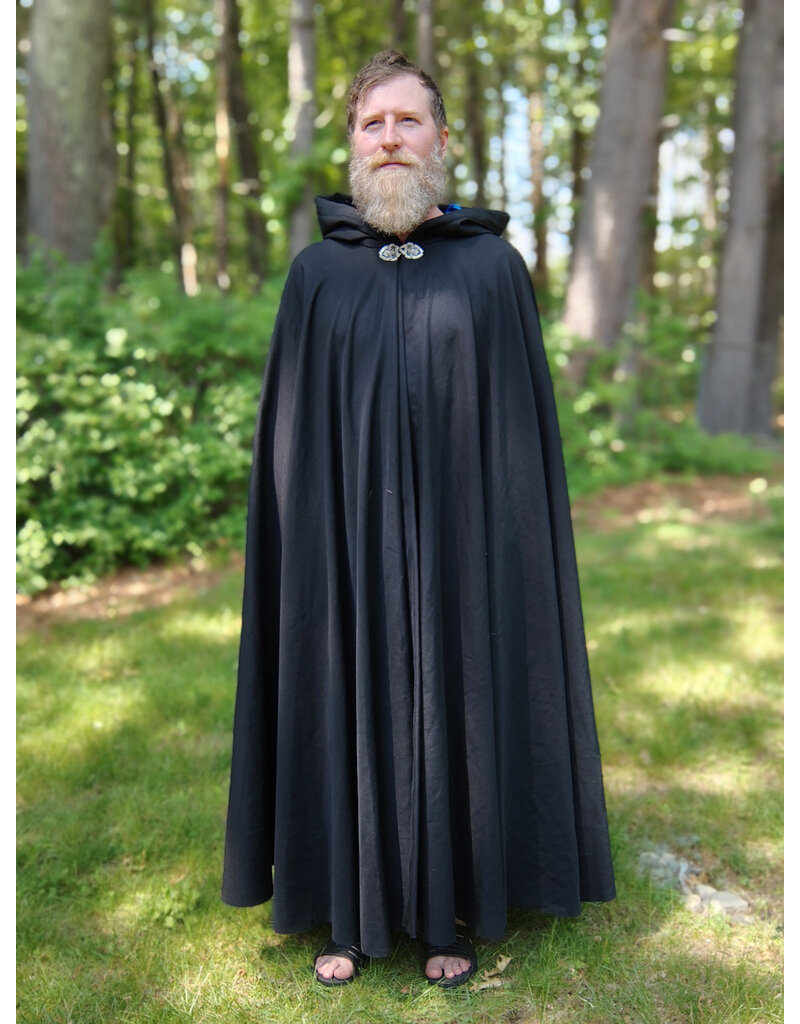 Cloakmakers.com 5714-Washable Black Wool Blend Cloak w/ Gothic Rose Clasp