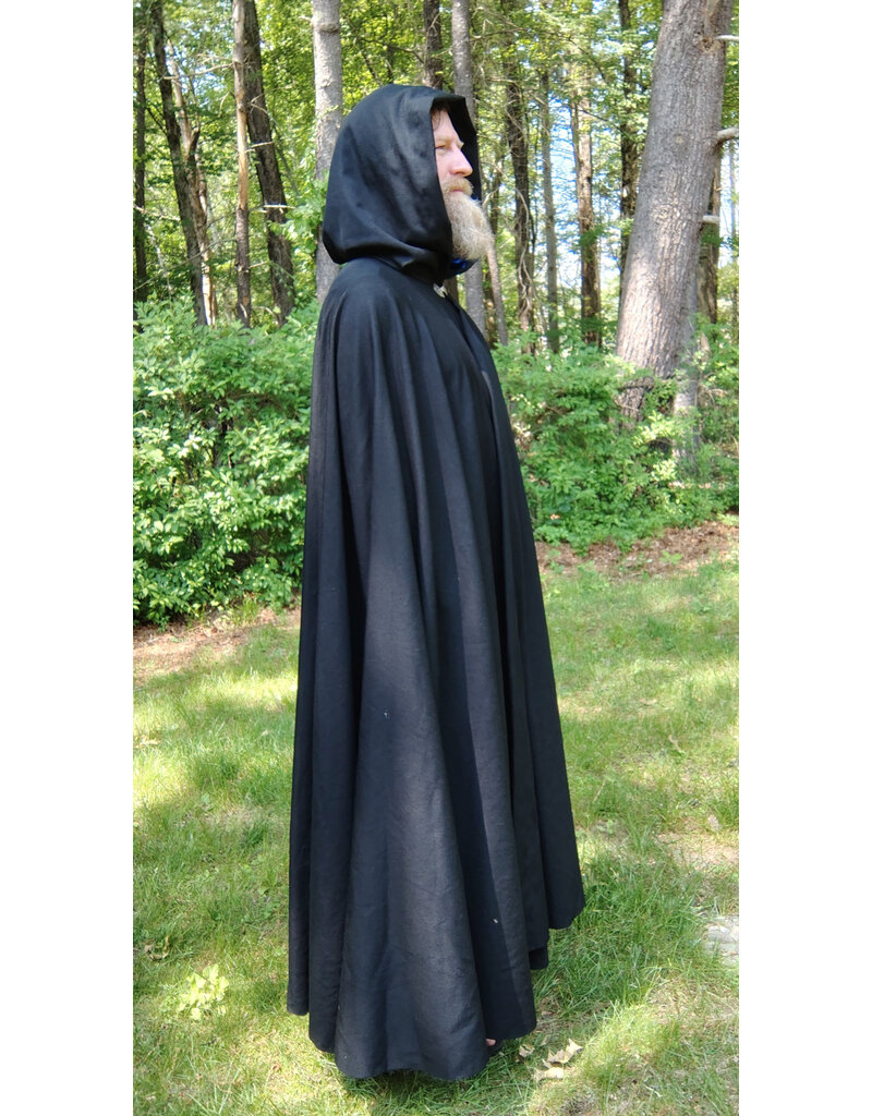 Cloakmakers.com 5714-Washable Black Wool Blend Cloak w/ Gothic Rose Clasp
