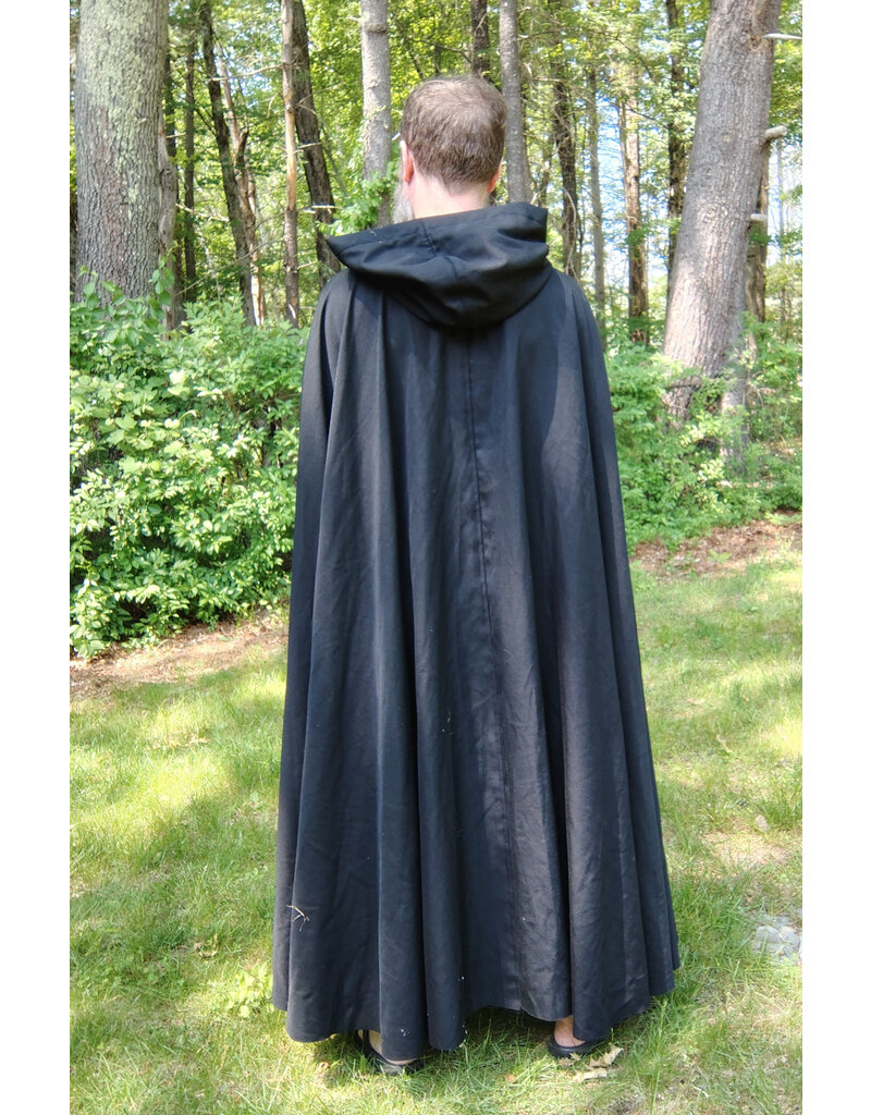 Cloakmakers.com 5714-Washable Black Wool Blend Cloak w/ Gothic Rose Clasp