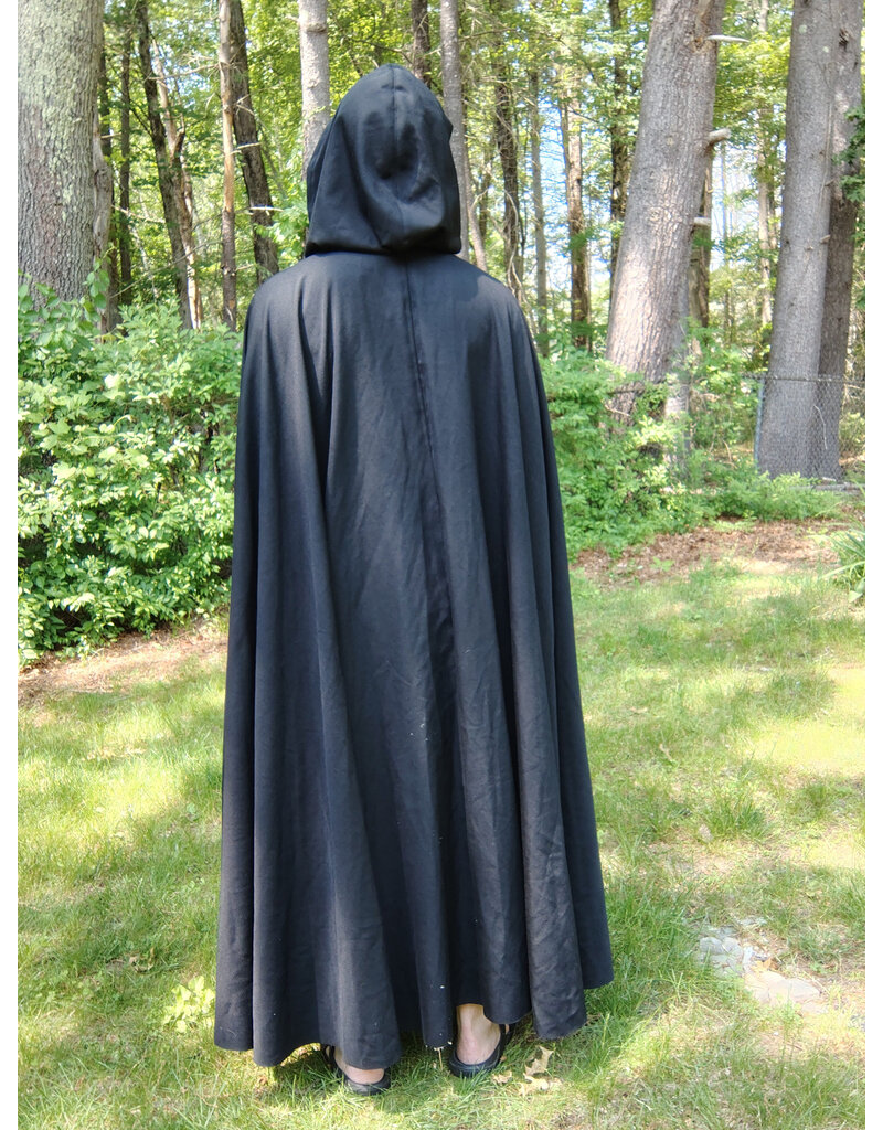 Cloakmakers.com 5714-Washable Black Wool Blend Cloak w/ Gothic Rose Clasp
