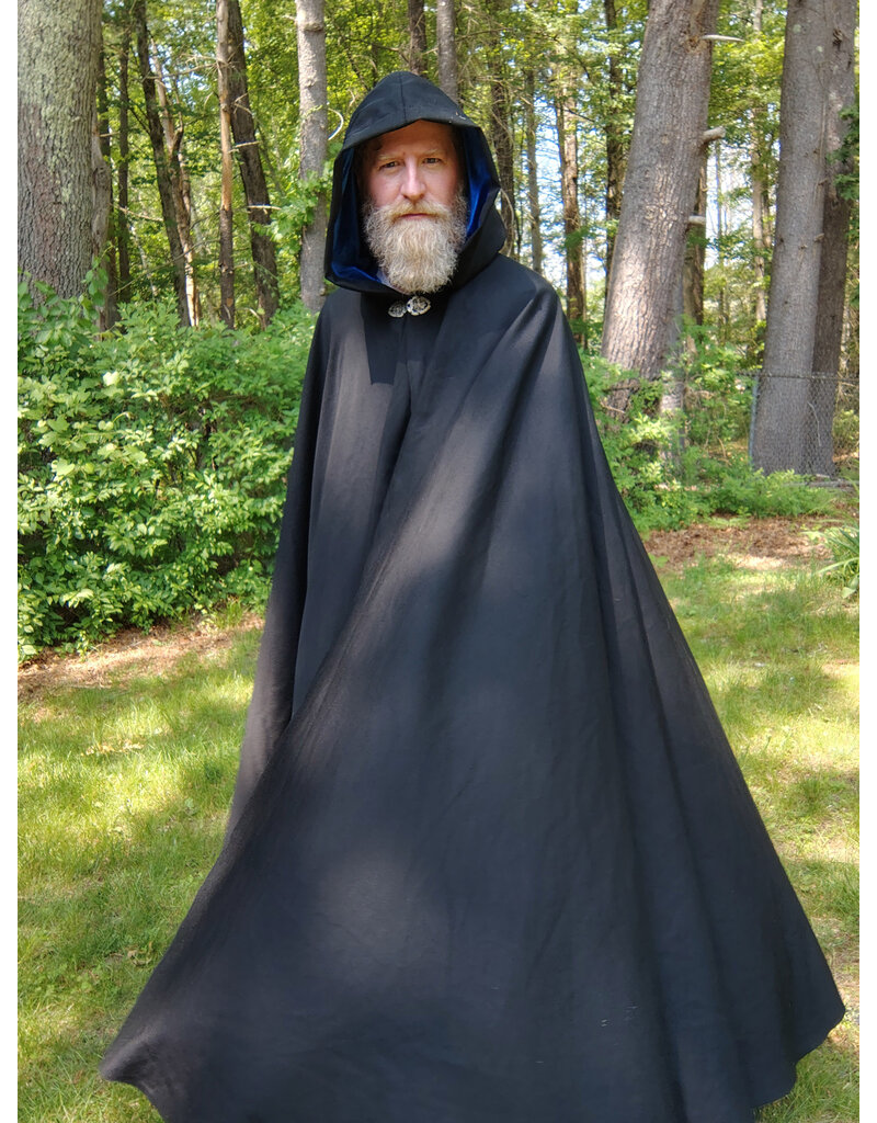 Cloakmakers.com 5714-Washable Black Wool Blend Cloak w/ Gothic Rose Clasp