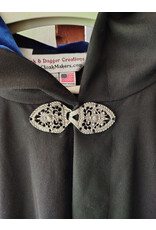 Cloakmakers.com 5714-Washable Black Wool Blend Cloak w/ Gothic Rose Clasp