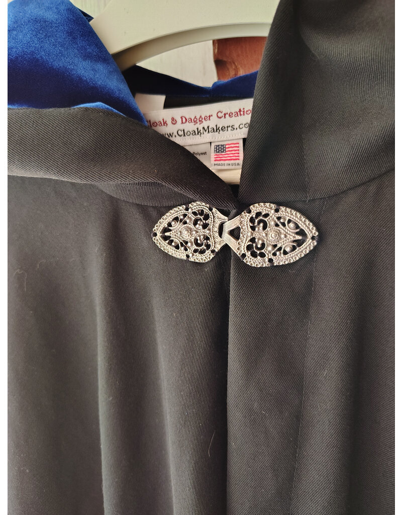 Cloakmakers.com 5714-Washable Black Wool Blend Cloak w/ Gothic Rose Clasp